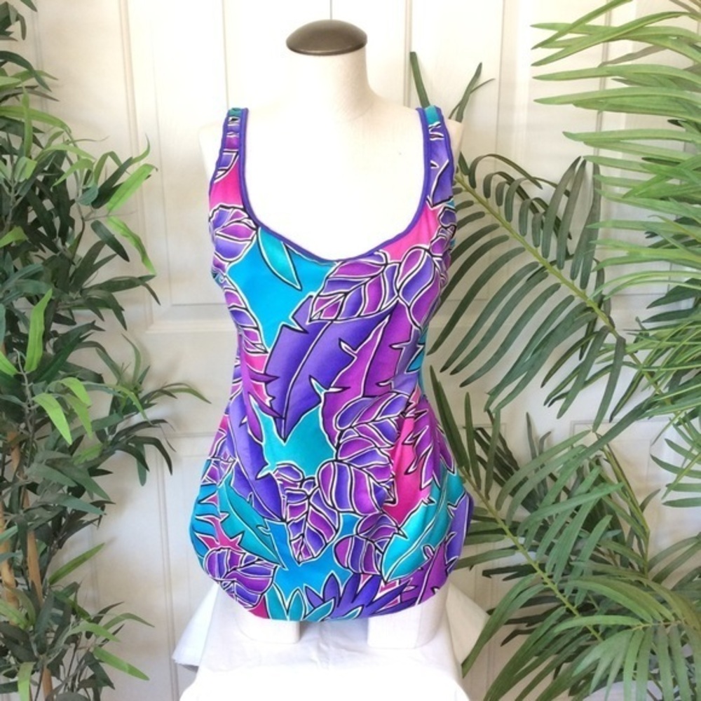 Vintage Rose Marie Reid 80s 16 SwimSuit Swim Dress